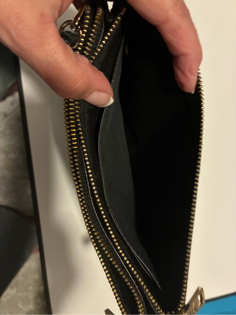Coach Black Leather Wristlet with Gold Logo - Picture 3 of 6